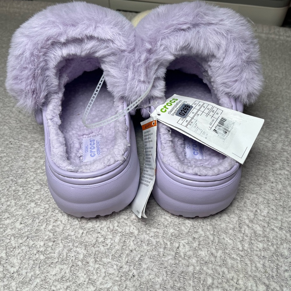 NWT Crocs Classic Platform Lined Charm Clog Lavender Purple Women’s Size 6 - Picture 12 of 17